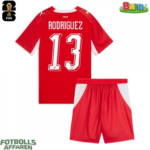 Schweiz Ricardo Rodriguez #13 Hemmaställ Barn VM 2026 Kortärmad (+ Korta byxor)